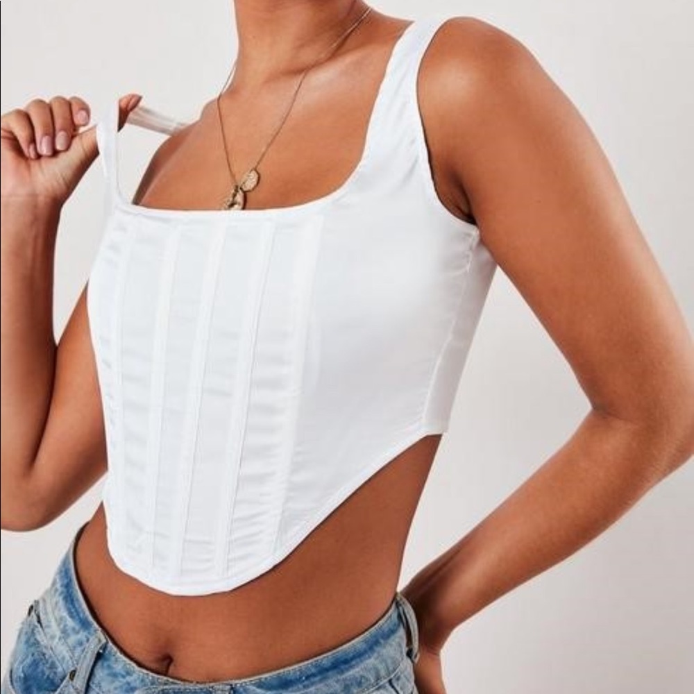 White satin corset top